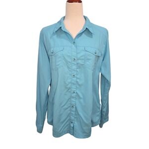 Columbia Womens Blue Shirt XL Insect Blocker Hiking Camping Outdoor Mesh Vent